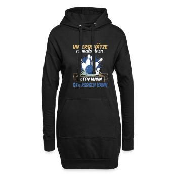 Unterschätze Niemals Einen Alten Mann Der Kegeln - Hoodie-Kleid - Schwarz - Vorne