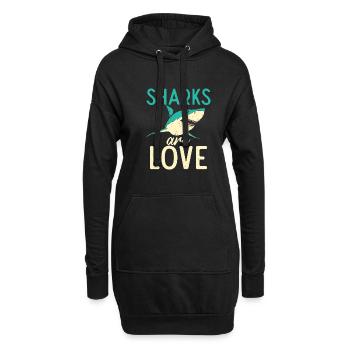 Cadeau de requin Amoureux des requins - Sweat-shirt à capuche long Femme - noir - Devant