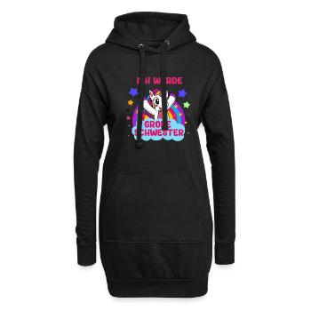 Einhorn Mädchen Tochter Ich Werde Große Schwester - Hoodie-Kleid - Schwarz - Vorne