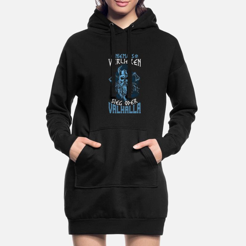 Niemals Verlieren, Sieg oder Valhalla Wikinger Hoodie-Kleid