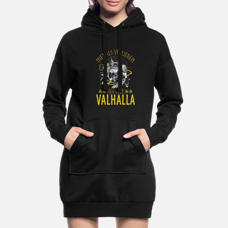 Niemals Verlieren, Sieg oder Valhalla Wikinger Hoodie-Kleid