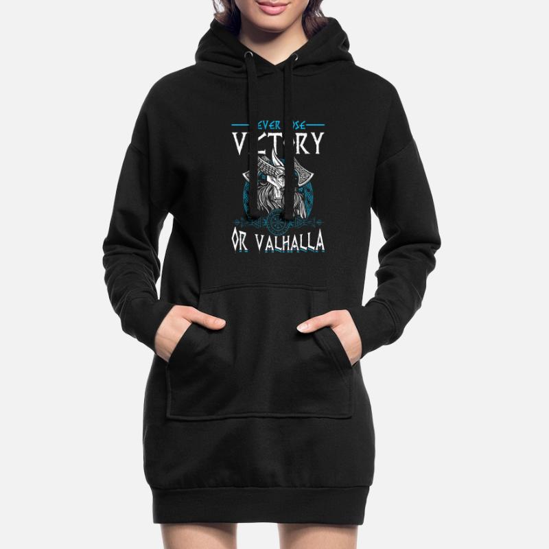 Niemals Verlieren, Sieg oder Valhalla Wikinger Hoodie-Kleid