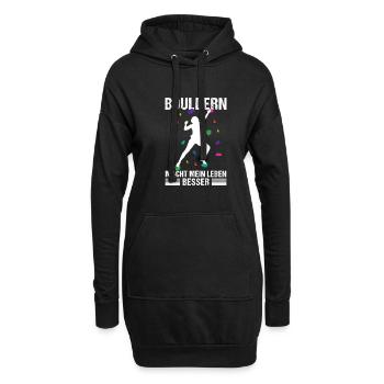 Bouldern Mädchen Klettern macht mein Leben besser - Hoodie-Kleid - Schwarz - Vorne