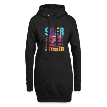 90er 90s Retro Damals war alles besser - Hoodie-Kleid - Schwarz - Vorne