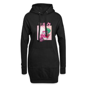 Japan Japanisch Getränk Erdbeere Milkshake - Hoodie-Kleid - Schwarz - Vorne