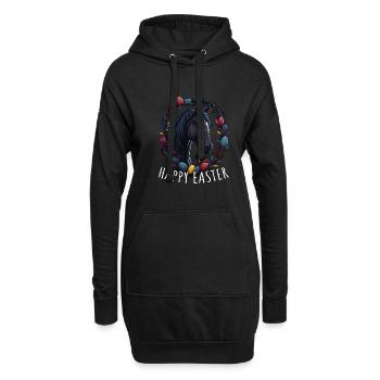 Reiten mit süßes Pferd Happy Easter Pferd - Hoodie-Kleid - Schwarz - Vorne