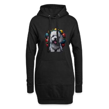 Beau caniche chien Pâques printemps caniche - Sweat-shirt à capuche long Femme - noir - Devant