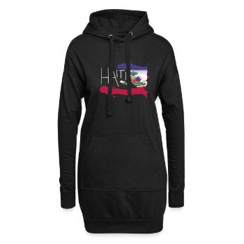 Retro Haitianische Flagge Haiti Karte Kunst - Hoodie-Kleid - Schwarz - Vorne