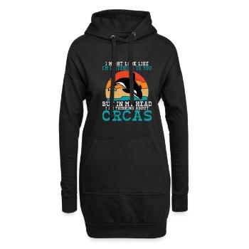 Cadeaux de baleines orques - Sweat-shirt à capuche long Femme - noir - Devant