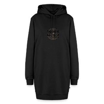 Rostock Koordinaten - Hoodie-Kleid - Schwarz - Vorne - AI Model Female 172 light (172cm)