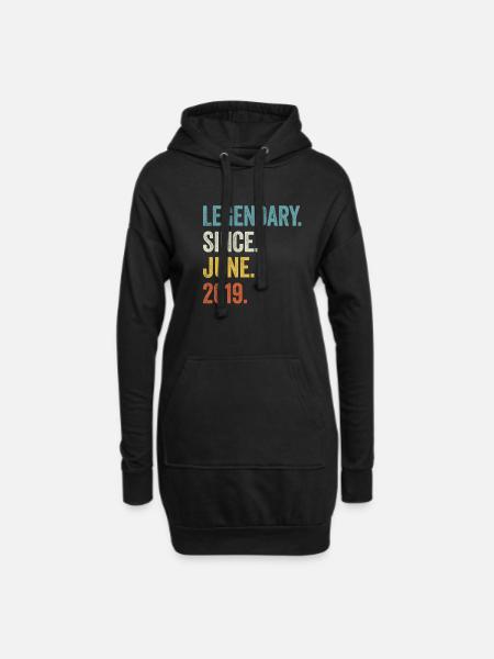 4. Geburtstag 4 Jahre Legendary Since June 2019 - Hoodie-Kleid - Schwarz