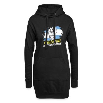 Pas argentin mais un drapeau argentin de soutien - Sweat-shirt à capuche long Femme - noir - Devant