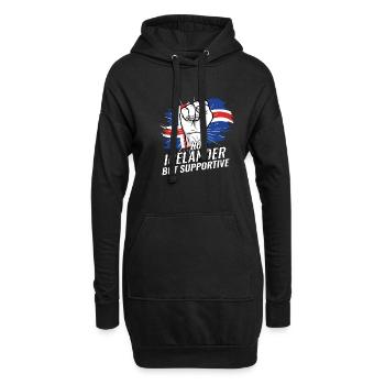 Pas islandais mais favorable au drapeau islandais - Sweat-shirt à capuche long Femme - noir - Devant
