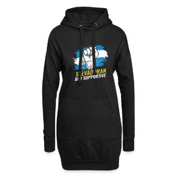Pas salvadorien mais favorable au drapeau du Salvador - Sweat-shirt à capuche long Femme - noir - Devant