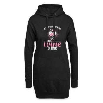 S’il vous plaît, ne poussez pas, j’ai du vin à la main - Sweat-shirt à capuche long Femme - noir - Devant