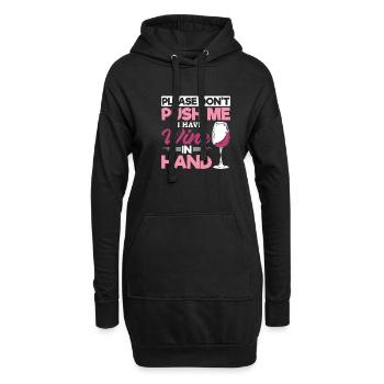 S’il vous plaît, ne poussez pas, j’ai du vin à la main - Sweat-shirt à capuche long Femme - noir - Devant