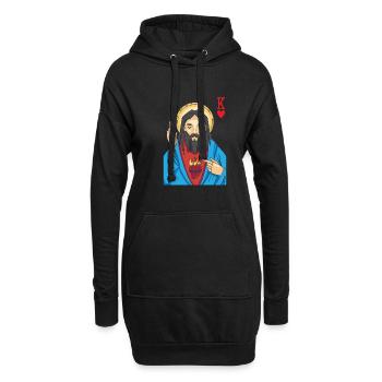 Jésus-Christ est Roi De Cœur Religieux Chrétien - Sweat-shirt à capuche long Femme - noir - Devant