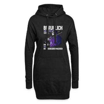 wollte ich schon immer was mit Menschen machen - Hoodie-Kleid - Schwarz - Vorne