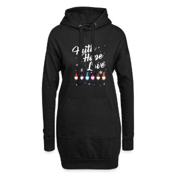 Religious Family Faith Hope Love Christmas Gnome - Hoodie Dress - black - Front