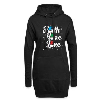 Religious Family Faith Hope Love Christmas Gnome - Hoodie Dress - black - Front