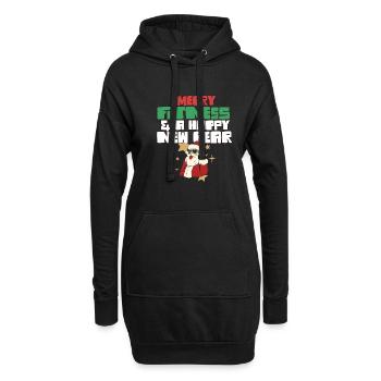 Merry Fitness And A Happy New Rear Christmas Gym - Hoodie-Kleid - Schwarz - Vorne
