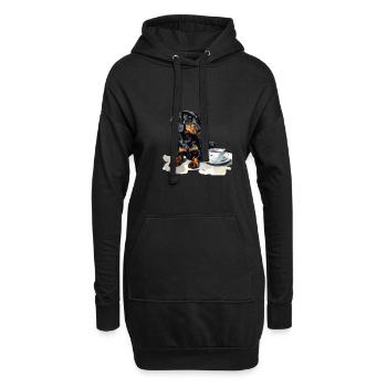 Teckel mignon Doxie avec une tasse de saucisse à café - Sweat-shirt à capuche long Femme - noir - Devant