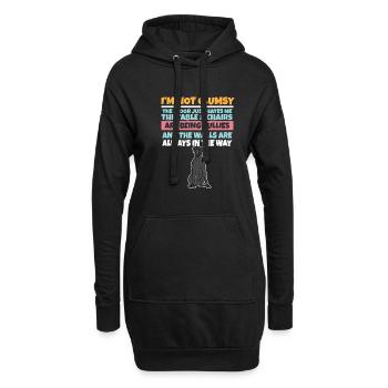 Je ne suis pas maladroit Le sol me déteste Chien stupide - Sweat-shirt à capuche long Femme - noir - Devant