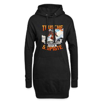 Skifahren Wintersport Tausche Arbeitsplatz - Hoodie-Kleid - Schwarz - Vorne