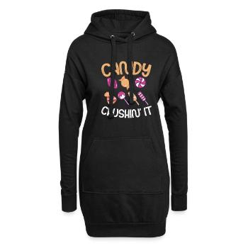 Cadeau de bonbons - Sweat-shirt à capuche long Femme - noir - Devant