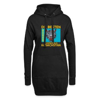 Kasachstan Herkunft Flagge Schneeleopard - Hoodie-Kleid - Schwarz - Vorne