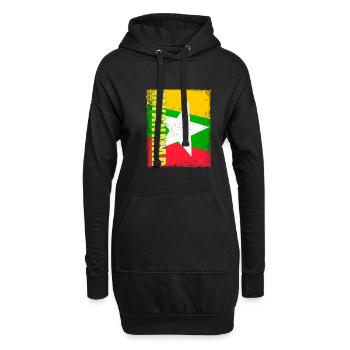 Burmesisch Myanmar Asien Birma Flagge Reise - Hoodie-Kleid - Schwarz - Vorne