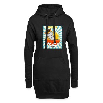 Kasachisch Kasachstan National Flagge Katze - Hoodie-Kleid - Schwarz - Vorne
