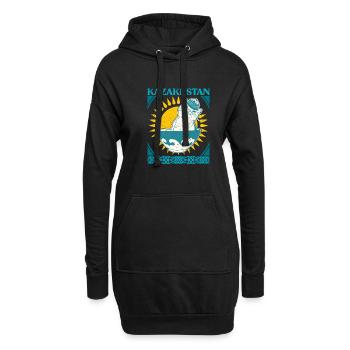 Kasachisch Flagge National Normaden Adler - Hoodie-Kleid - Schwarz - Vorne