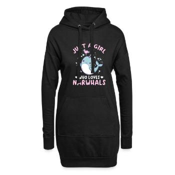 Funny Narwhal Animal Just A Girl Who Loves Narwhal - Hoodie-Kleid - Schwarz - Vorne