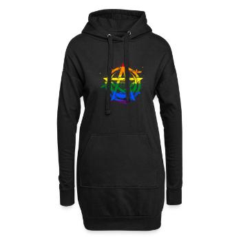 Gay Pride Lgbt Drapeau arc-en-ciel Satan Satanique - Sweat-shirt à capuche long Femme - noir - Devant