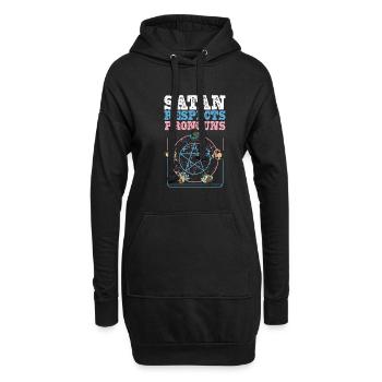 Satan Respektiert Pronomen Satanisches Pentagramm - Hoodie-Kleid - Schwarz - Vorne