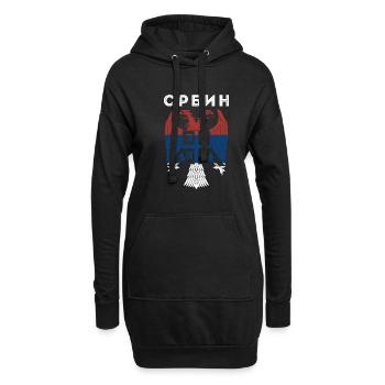 Serbe Serbisch Flagge Adler Landesfarben Balkan Re - Hoodie-Kleid - Schwarz - Vorne