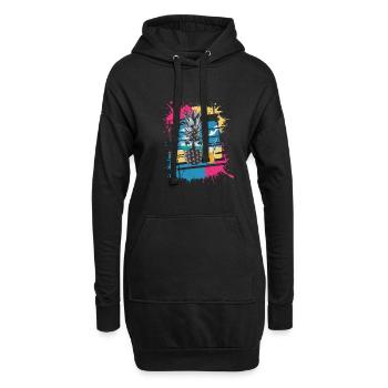 Sun Beach Pineapple - Tropical et rafraîchissant - Sweat-shirt à capuche long Femme - noir - Devant