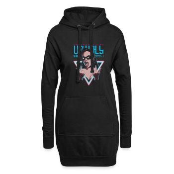 Provokant und Ausdrucksstark – Rebellische Mode - Hoodie-Kleid - Schwarz - Vorne