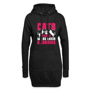 Cadeaux de grand-mère chat - Sweat-shirt à capuche long Femme - noir - Devant