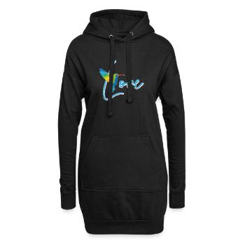 Colibri Amour blanc - Sweat-shirt à capuche long Femme - noir - Devant