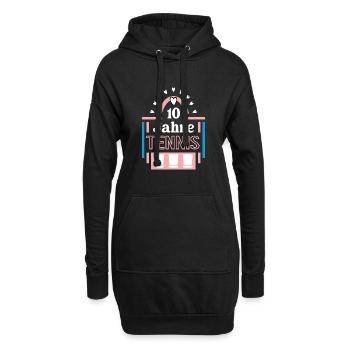 Tennis Jubiläum 10 Jahre Trainerin Spielerin - Hoodie-Kleid - Schwarz - Vorne
