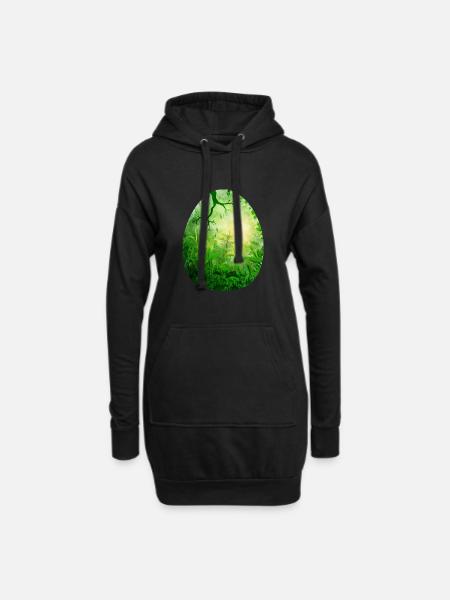 Dragon Egg Green - Hoodie Dress - black