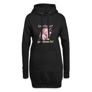 Guten Morgen ganz dünnes Eis! Morgenmuffel Spruch - Hoodie-Kleid - Schwarz - Vorne