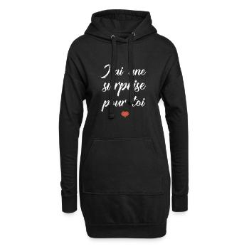 Cadeau jai une surprise pour toi anniversaire fete - Sweat-shirt à capuche long Femme - noir - Devant