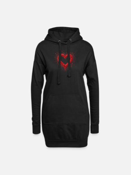 Herzrahmen aus kleinen Herzen - Valentinstag - Hoodie-Kleid - Schwarz