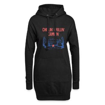 Chillin' Grillin' Campin' Funny Camping Humour - Sweat-shirt à capuche long Femme - noir - Devant