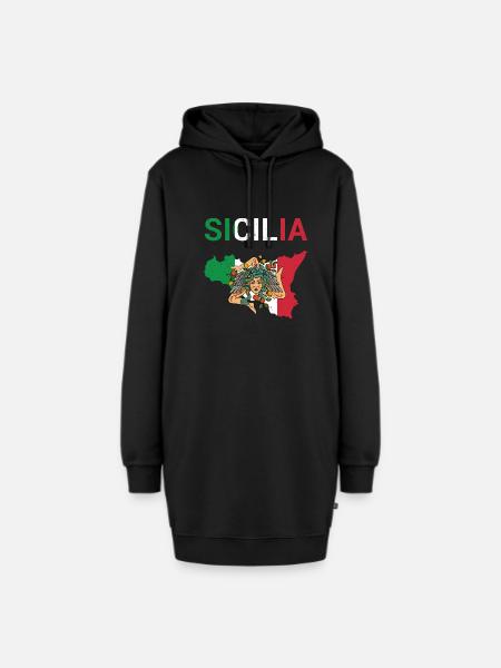 Sizilien Mittelmeer Urlaub Italien Trinacria - Hoodie-Kleid - Schwarz