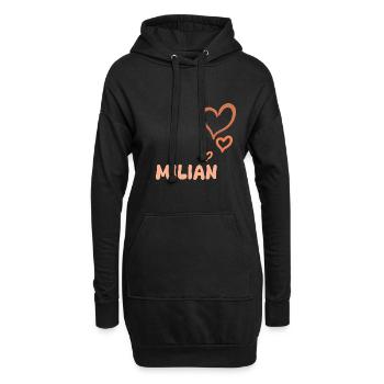 Prénom Milian - Sweat-shirt à capuche long Femme - noir - Devant