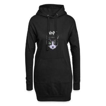 Lustige Katze - Hoodie-Kleid - Schwarz - Vorne